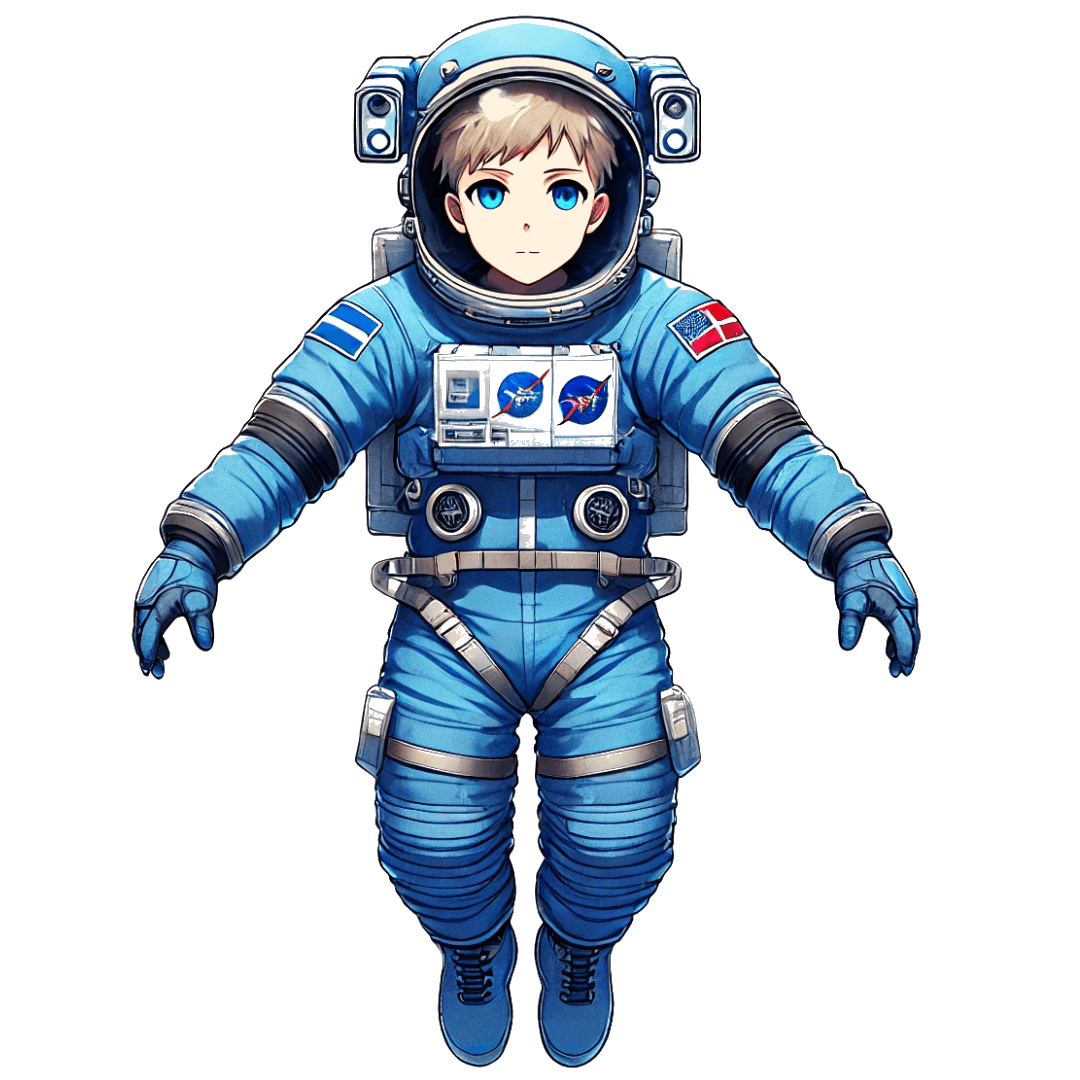 Andreas Mogensen floating in space
